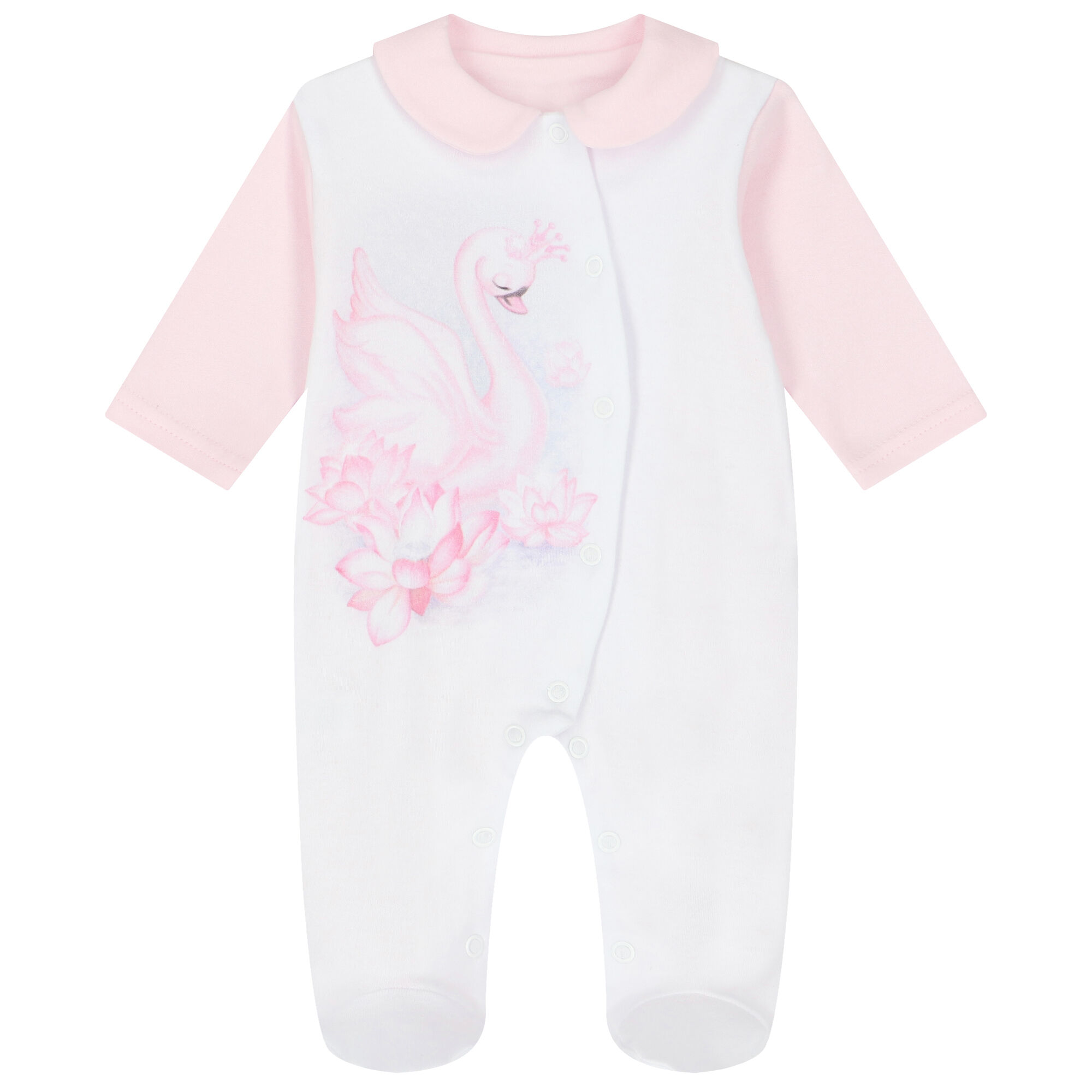 First Baby Baby Girls Pink White Swan Babygrow Junior Couture KSA